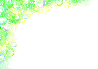 水彩で描いた新緑のフレーム