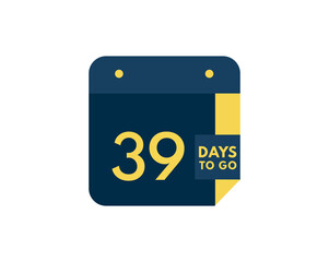 39 days to go calendar icon on white background, 39 days countdown, Countdown left days banner image