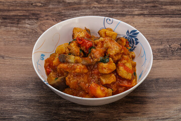 Chicken with oyster sauce and vegetables