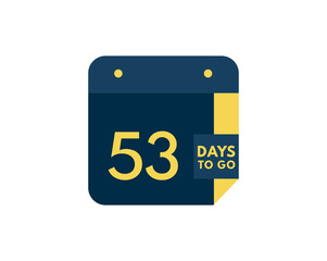 53 days to go calendar icon on white background, 53 days countdown, Countdown left days banner image
