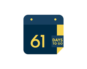 61 days to go calendar icon on white background, 61 days countdown, Countdown left days banner image
