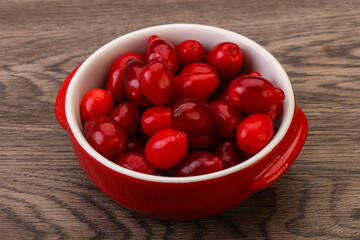 Sweet and ripe cornel berries