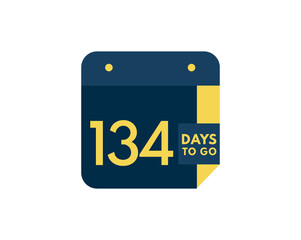 134 days to go calendar icon on white background, 134 days countdown, Countdown left days banner image