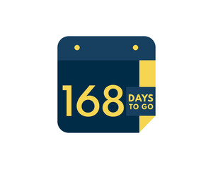 Fototapeta premium 168 days to go calendar icon on white background, 168 days countdown, Countdown left days banner image