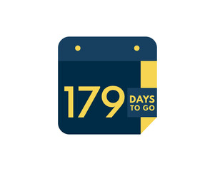 179 days to go calendar icon on white background, 179 days countdown, Countdown left days banner image