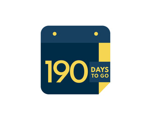 190 days to go calendar icon on white background, 190 days countdown, Countdown left days banner image