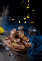 Traditional Spanish torrijas. Dessert for Christmas time or Pascua in Spain