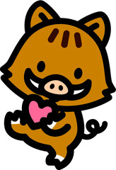 かわいいイノシシのキャラクター