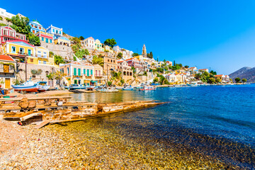 Fototapeta premium Symi Island harbour view in Greece.