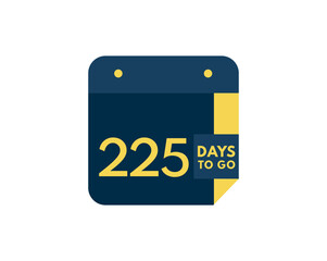 225 days to go calendar icon on white background, 225 days countdown, Countdown left days banner image