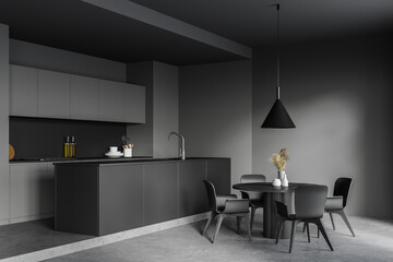 Dark gray kitchen corner with table