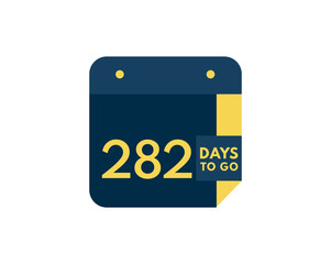 282 days to go calendar icon on white background, 282 days countdown, Countdown left days banner image