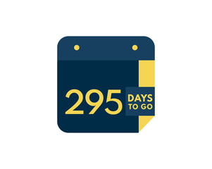 295 days to go calendar icon on white background, 295 days countdown, Countdown left days banner image