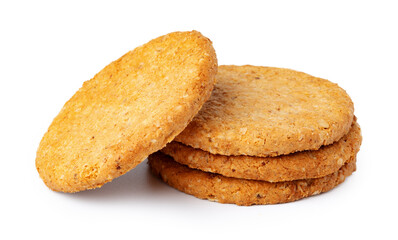 Fototapeta na wymiar Stack of oat cookies isolated on white