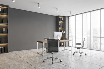 Modern gray CEO office corner