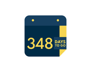 348 days to go calendar icon on white background, 348 days countdown, Countdown left days banner image