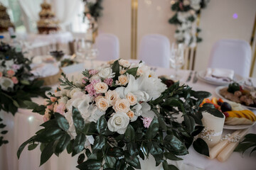 wedding table with decor in the restaurant
