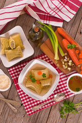 Maultaschen - swabian filled pasta ( ravioli ).
