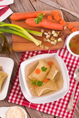 Maultaschen - swabian filled pasta ( ravioli ).
