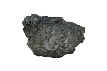 Raw unique sandstone rock for garden decoration isolated on white background.