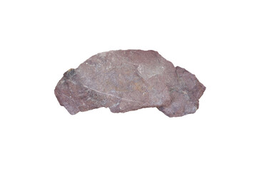 A piece of raw pink arkosic sandstone sedimentary rock isolated on white background. 
