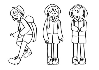 登山をする女の子のイラスト