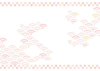 淡い青海波模様の背景イラスト素材　ピンク