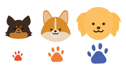 Fototapeta premium 大型犬・中型犬・小型犬のイラストセット