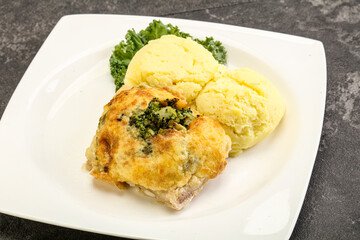 Roasted pangasius fillet with mashed potato