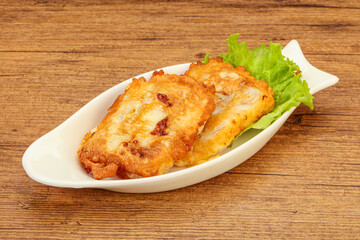 Roasted cod fish in bread