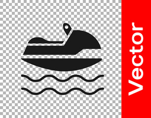 Black Jet ski icon isolated on transparent background. Water scooter. Extreme sport. Vector Illustration.