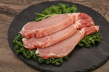 Raw pork steak for cooking