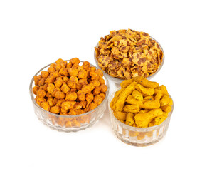 Group of Indian Traditional Spicy And Sweet Namkeen Food