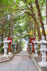 Fototapeta na wymiar 照島神社の参道の燈籠