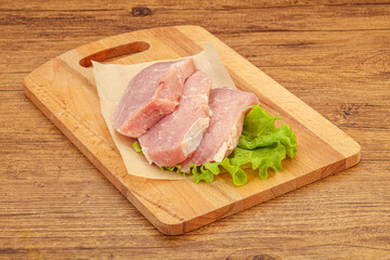 Raw pork steak for cooking