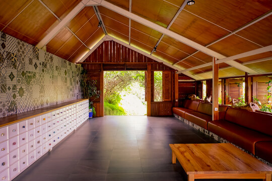 beautiful wooden house design with garden in the backyard