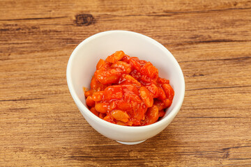 Baked kidney with tomato and pepper