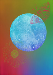 abstract watercolor background with butterflies