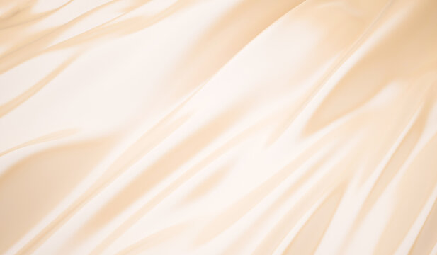 Smooth Elegant Golden Silk Wedding Background Closeup Of Rippled Cream Silk Fabric Lines