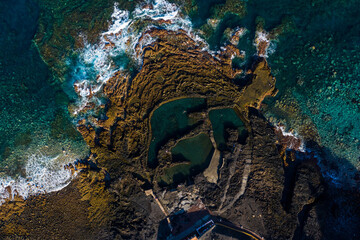 4k photo, Agaete, Natural Swimming pool,, Las Palmas de Gran Canaria,Island, Ocean,  Spain, Europe, Aerial view, Drone