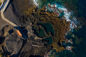 4k photo, Agaete, Natural Swimming pool,, Las Palmas de Gran Canaria,Island, Ocean,  Spain, Europe, Aerial view, Drone