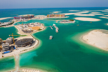 4k photo, The World, Isolated Island, Lebanon Island, Floating villas, Floating house, Jumeirah, Dubai, United Arab Emirates, Middle East, Aerial view, Drone