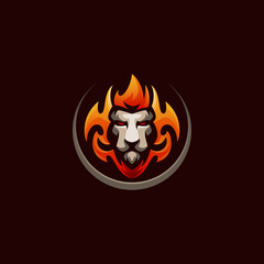Lion fire gaming logo template