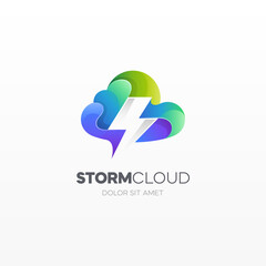 Storm cloud data technology logo template