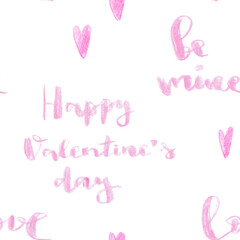 Valentine digital paper, Watercolor love quotes seamless pattern valentines day png Valentine patterns clipart Family clipart