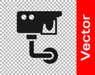 Black Security camera icon isolated on transparent background. Vector.