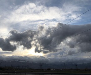Fototapeta na wymiar cloudy sky landscape, background.