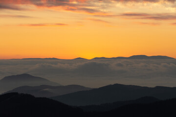 Clouds over the Styrian mountains just after sunset, Austria