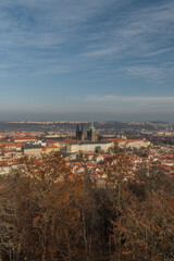 Fototapeta na wymiar Prague from Petrin tower in autumn sunny color day