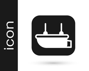 Black Lifeboat icon isolated on white background. Vector.